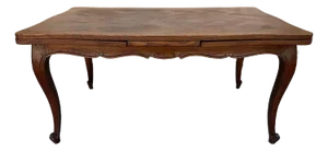 Antique Louis XV French Provincial Style Parquetry Draw Leaf Refectory Dining Table