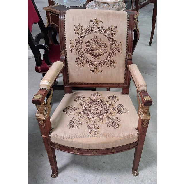 Traditional Empire Mahogany Armchair with Egyptian Heads, Early 19th Century For Sale - Image 3 of 8