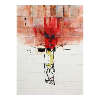 Contemporary Mixed Media Abstract Fire Figure Collage For Sale