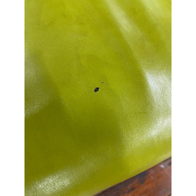 MCM Danish-Style Avocado Green Faux Leather Settee For Sale - Image 9 of 9