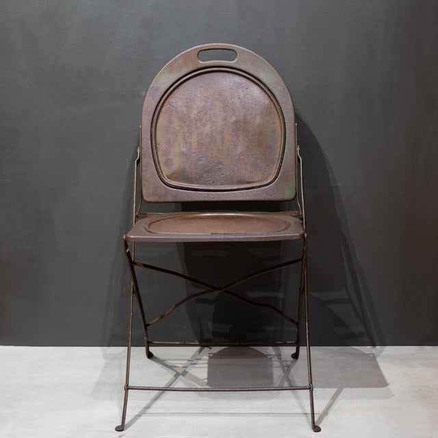 Set of Four Prohibition Era Indusrial Metal Folding Chairs c.1920 For Sale - Image 13 of 18