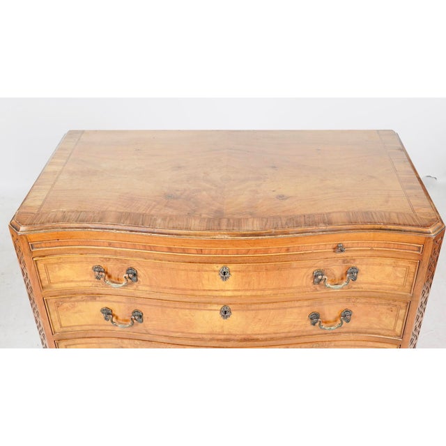 1920s 1920s Queen Anne Revival Burl Walnut Serpentine Chest of Drawers – Dutch Colonial Style For Sale - Image 5 of 10