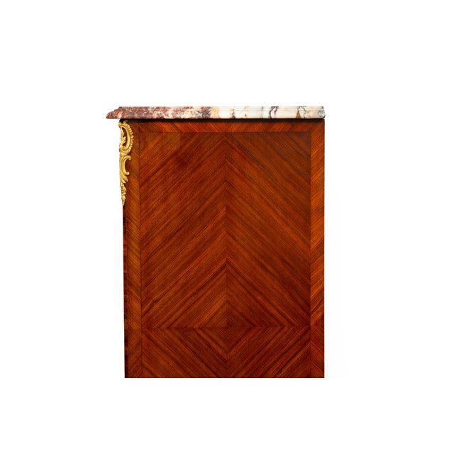 Wood French Louis XV Style Kingwood Marble Top Bibliotheque Cabinet For Sale - Image 7 of 18