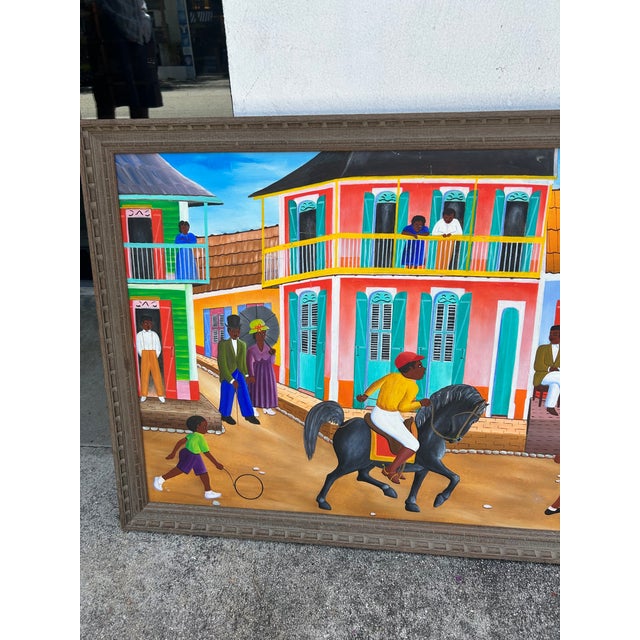 Vintage Haitian Painting of a Street Scene by Jacques Richard Cherry For Sale - Image 4 of 6