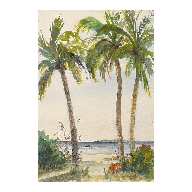 1983 Ken Turney Sanibel Sailed Florida Watercolor For Sale