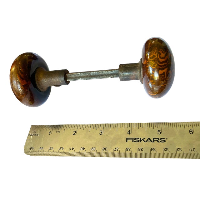 Late 19th Century Antique Bennington Ceramic Door Knobs – A Pair (C. 19th Century) For Sale - Image 5 of 6