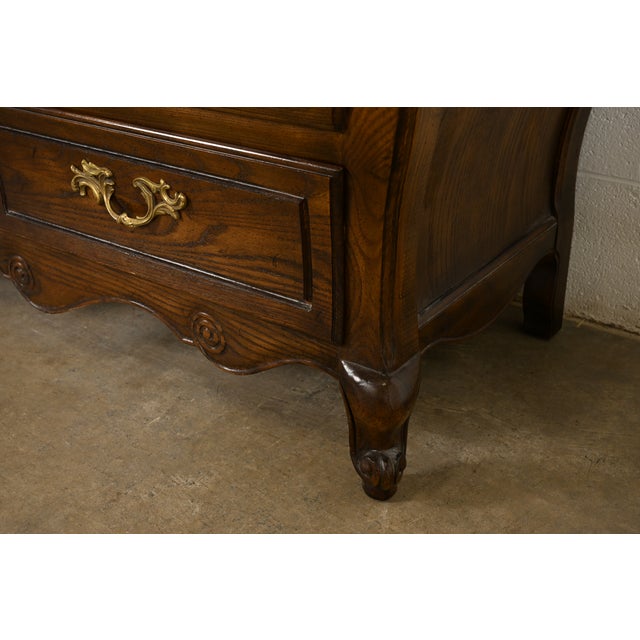 Baker Furniture French Provincial Louis XV Carved Oak and Burl Wood Triple Dresser or Credenza For Sale - Image 13 of 16
