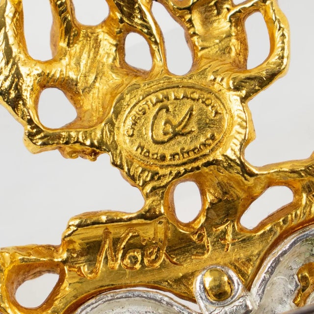 Metal Christian Lacroix Gilded Heart Brooch for Noel 97 Limited Edition For Sale - Image 7 of 8