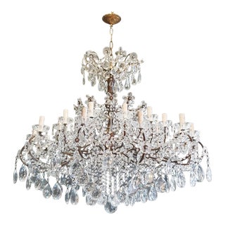 Antique Art Nouveau Candelabrum Crystal Chandelier For Sale
