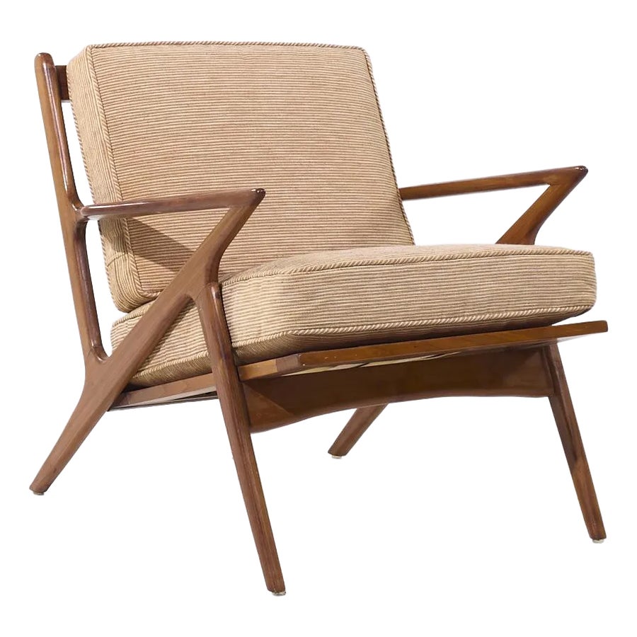 Poul Jensen Style Mid Century Walnut Z Lounge Chair | Chairish