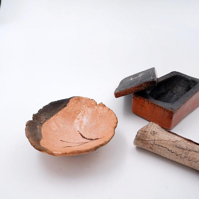 Set of "pink salmon color" ceramics "Fond d'Atelier" - N.Lebrun - Belgium 1970s Wear consistent with age and useMeasures :...