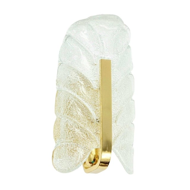 Scandinavian Leaf-Shaped Glass and Brass Wall Light by Carl Fagerlund for Orrefors, Sweden, 1960s For Sale - Image 10 of 10