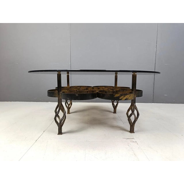 Gold Brutalist Wrought Iron Coffee Table, 1970s For Sale - Image 8 of 10