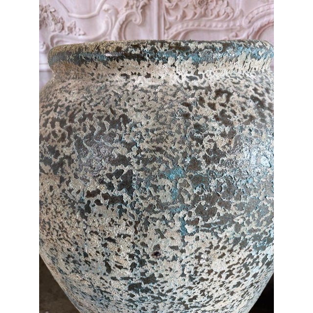 Spanish Large Rustic Textured Terracotta Amphora Vessels – Pair of Aged Mediterranean For Sale - Image 3 of 12