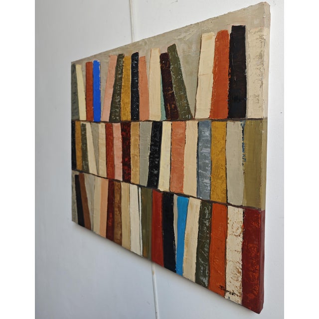2020s “Atelier Des Reliures,” Colorful Abstract Library Oil Painting, Framed by Sophie Dumont For Sale - Image 5 of 11