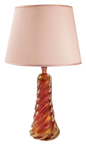 Spiral Shaped Table Lamp in Pink-Colored Murano Glass, Italy, 1950s