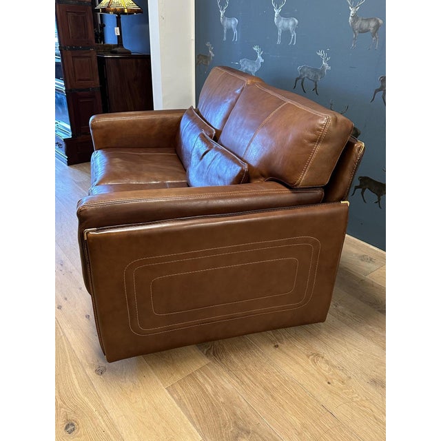Brown Buffalo Leather Two-Seater Sofa, 1990s For Sale - Image 8 of 10