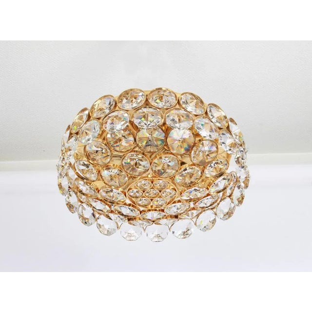 Copper Gilt Brass and Crystal Glass Encrusted Chandelier from Palwa, Germany, 1970s For Sale - Image 8 of 11