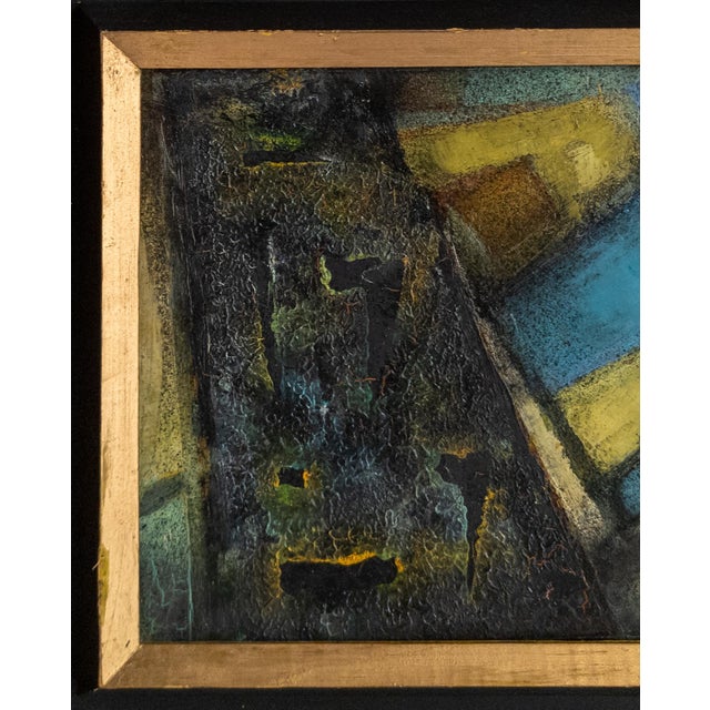 We are selling this really attractive mid-century modern abstract painting with geometric shapes. The painting is executed...