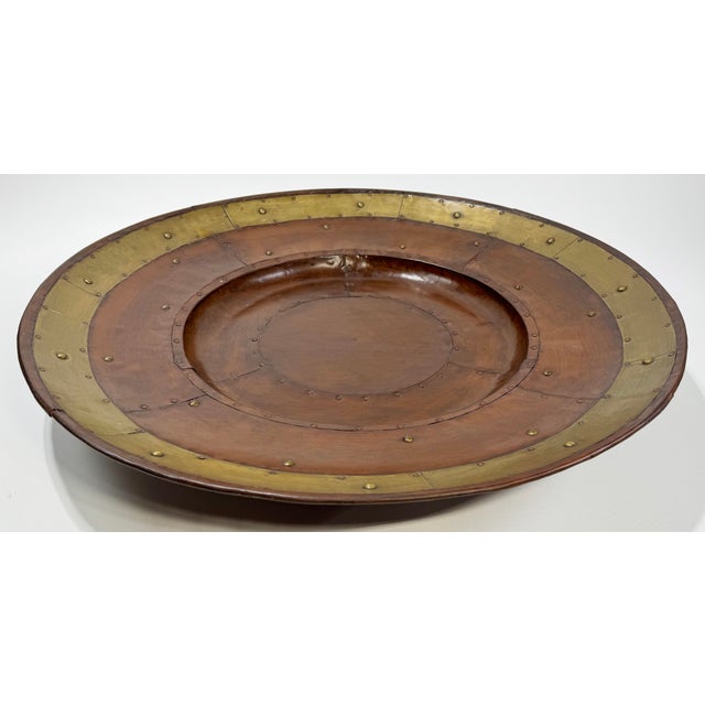 Rustic Vintage Oversized Industrial Style Riveted Metal Tray For Sale - Image 3 of 6