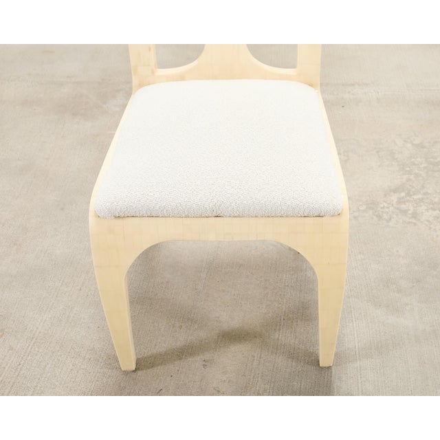Enrique Garcel Colombian Tessellated Bone Chair With Bouclé For Sale In Sacramento - Image 6 of 18
