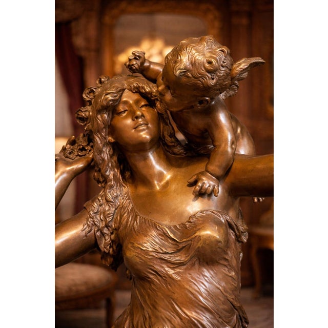 1860 Moreau Romantic Brown Gold Bronze Sculpture For Sale - Image 6 of 10