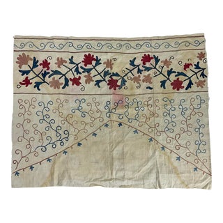 Vintage Silk Embroidery Suzani Textile For Sale