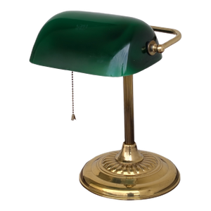 Vintage Brass Art Deco Bankers Lamp With Pull Chain Light