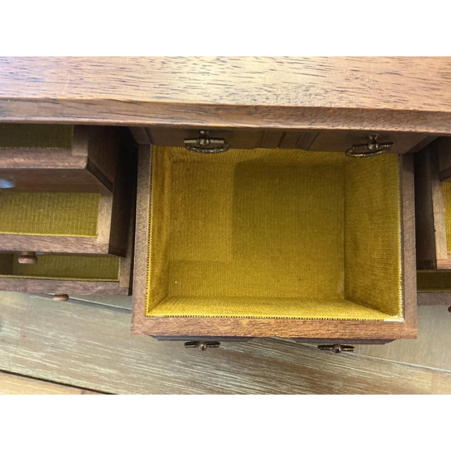 Vintage Mid-Century Japanese Wooden Jewelry Armoire Chest - 12 Drawer Face 8 Drawers For Sale In Chicago - Image 6 of 10
