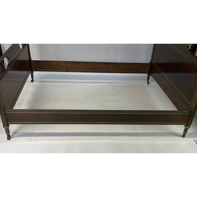 Neoclassical Sligh Grand Rapids Walnut Burl & Hand-Painted Full Bed For Sale - Image 17 of 18