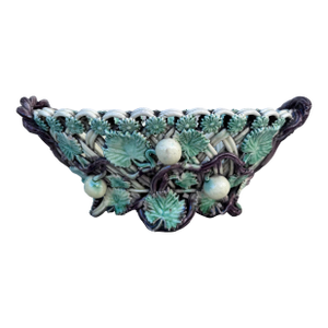 Small French Majolica Reticulated Jardiniere Circa 1890