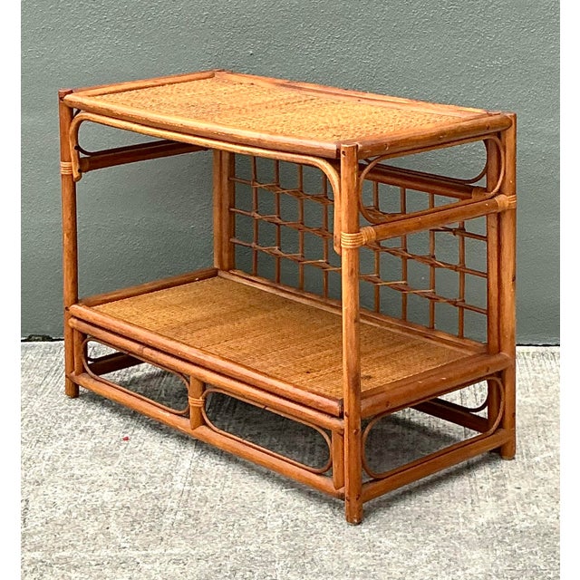 Late 20th Century Vintage Grid Rattan Sideboard For Sale - Image 5 of 12