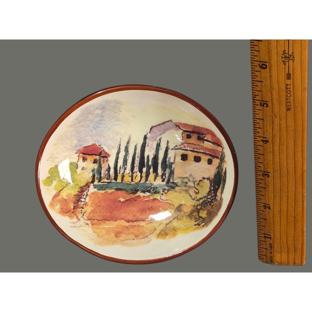 Ceramic Late 20th Century Three Tuscan Scene Painted "Villa/Landscape" Williams Sonoma Dipping Oval Bowls For Sale - Image 7 of 8