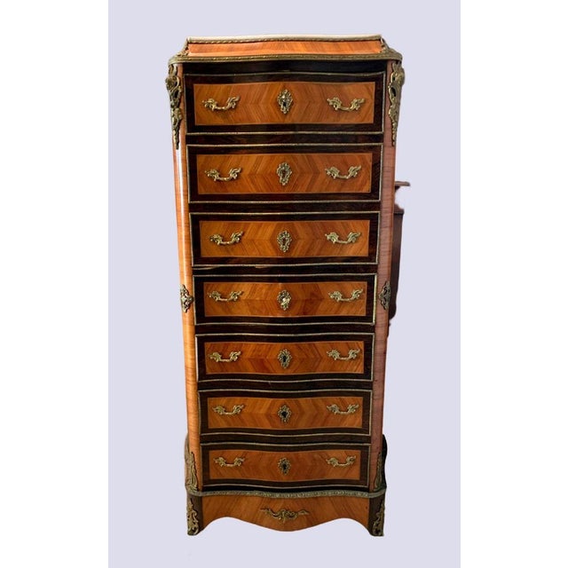 Napoleon III Lady's Secretary in Rosewood and Palisander with Marble Top For Sale - Image 12 of 12