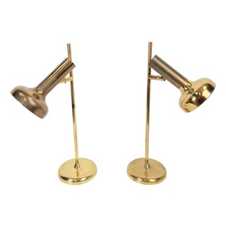 Vintage Brass Trumpet Table Lamps by Solken Leuchten, 1970s, Set of 2 For Sale