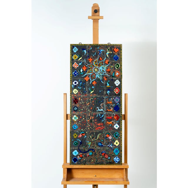 Borbála Scholz-Bika, Abstract Composition, 1960s, Copper, Enamel & Wood For Sale - Image 6 of 6