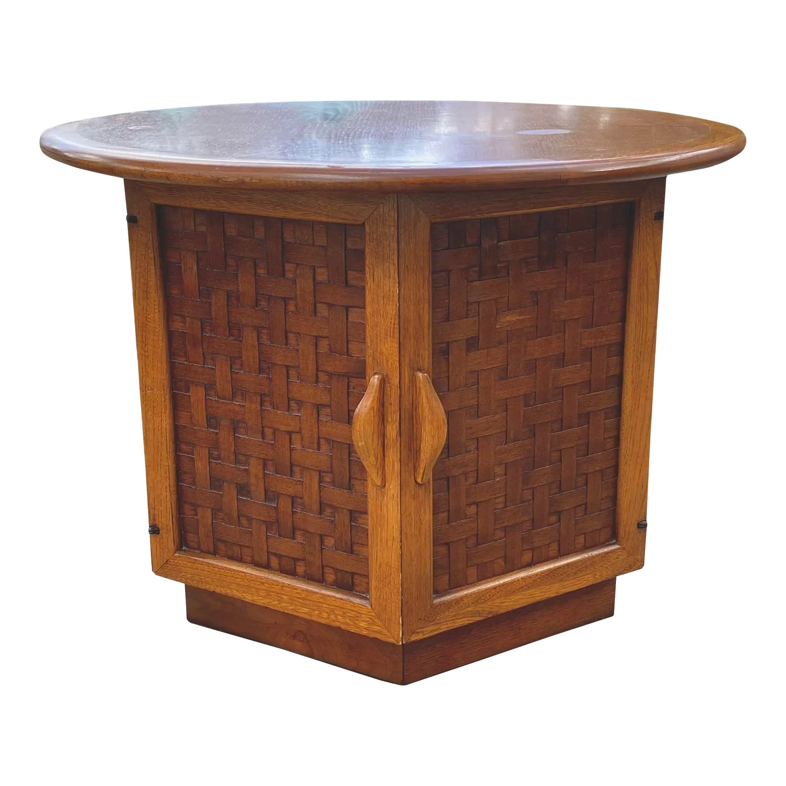 Vintage Lane Perception Side Table with Basketweave Door Fronts With