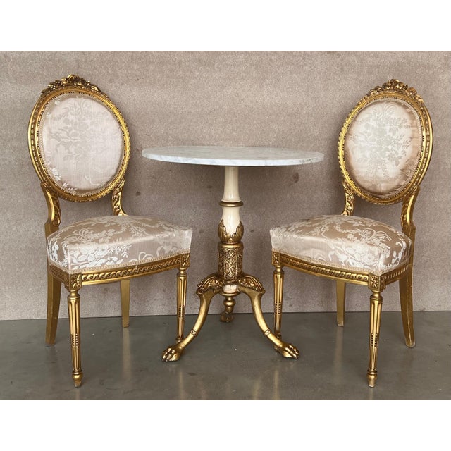 Early 20th Century French Louis XVI Style Parcel Gilt and Painted Side Chair For Sale - Image 14 of 18