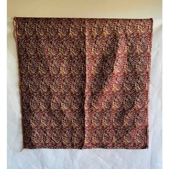 Raspberry Red Vintage Uncut Woven Silk Persian Termeh Textile - 2.67 Yards For Sale - Image 8 of 13