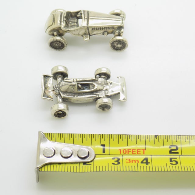 Vintage Italian Handmade Genuine Silver Racing Cars Miniature, 1970s, Set of 2 For Sale - Image 13 of 14