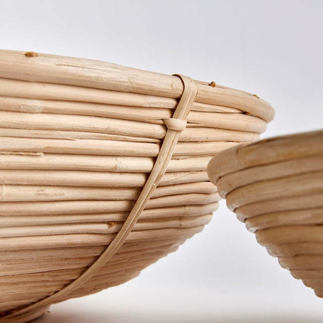 Boho Chic Cane Rattan Low Bowls, Set Of 2 For Sale - Image 3 of 7