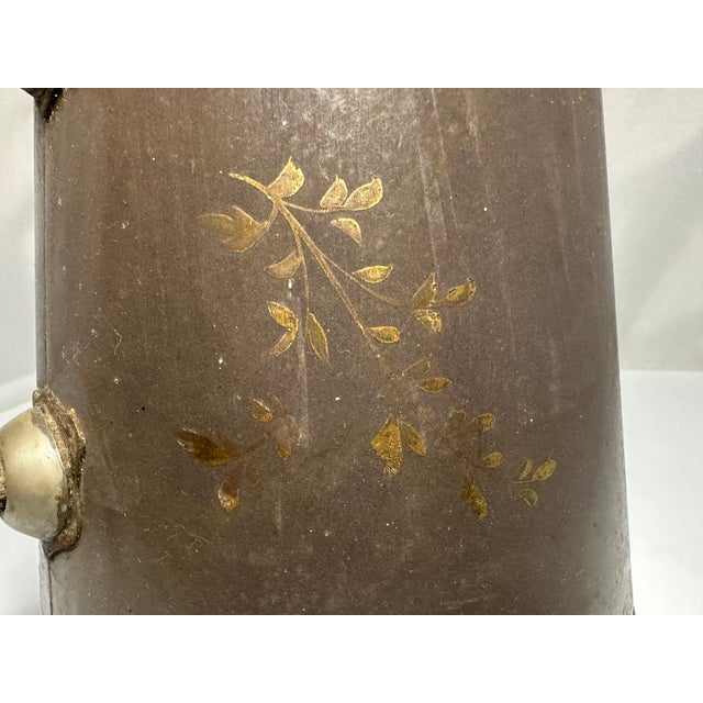 19th Century Antique Floral Enamelware Coffee Pot: 19th Century French Shabby Chic Decor For Sale - Image 5 of 10