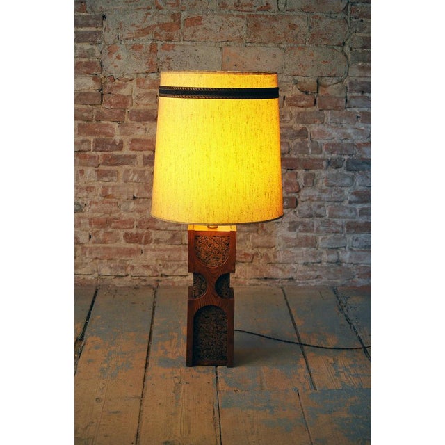 Art Deco Floor Lamp in Oak and Cork, Czech, 1920s For Sale - Image 9 of 11