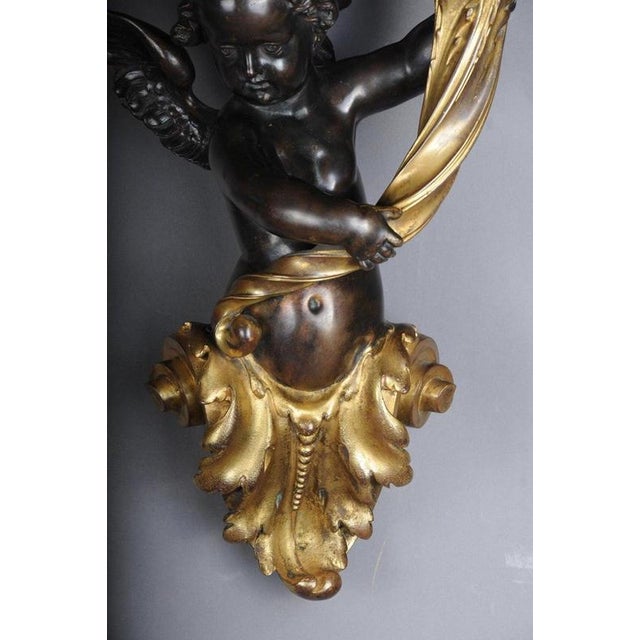 Black Putti Wall Lights in Bronze Gilded, 1870, Set of 2 For Sale - Image 8 of 18