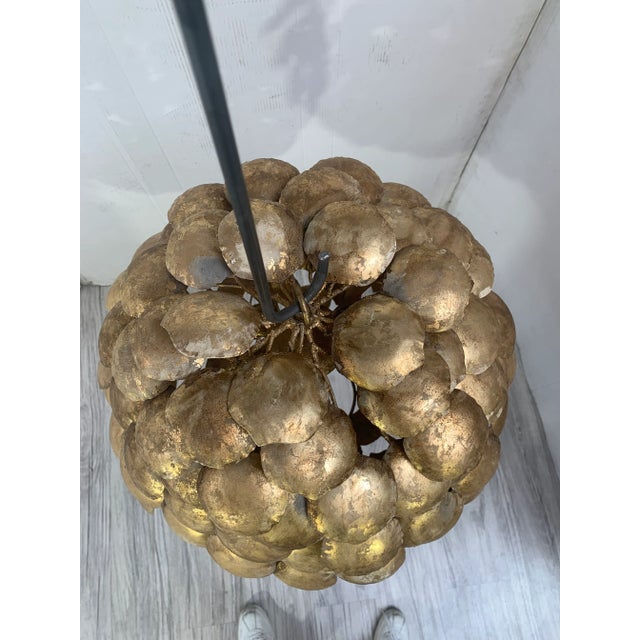 2010s Contemporary Gold Florentine Iron Pendant Light For Sale - Image 5 of 9