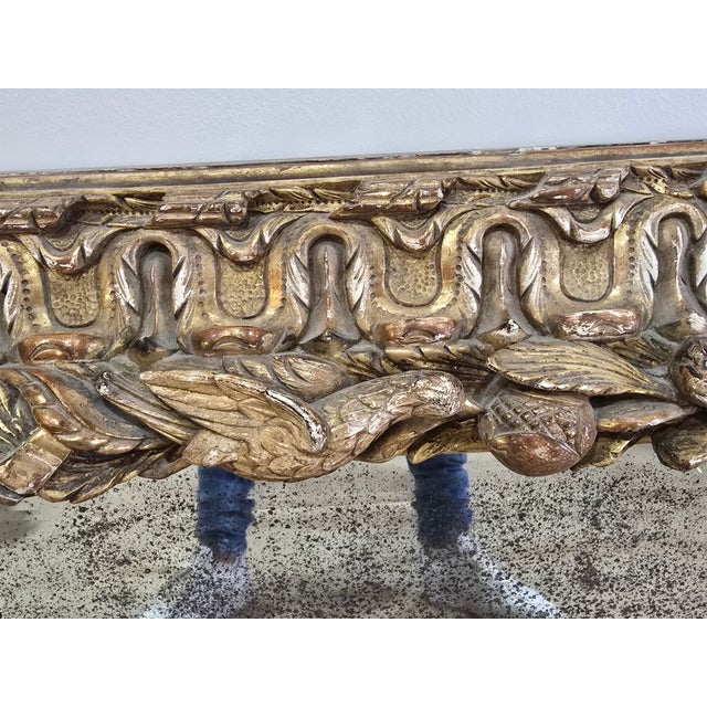 18th Century Mirror in Carved Gilt Wood Decorated with Birds, Fruit and Cherub, 1780 For Sale - Image 14 of 18