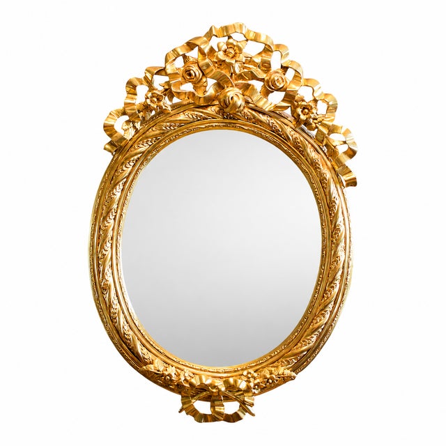 Mirror in Richly Decorated Gilded Frame For Sale - Image 4 of 4