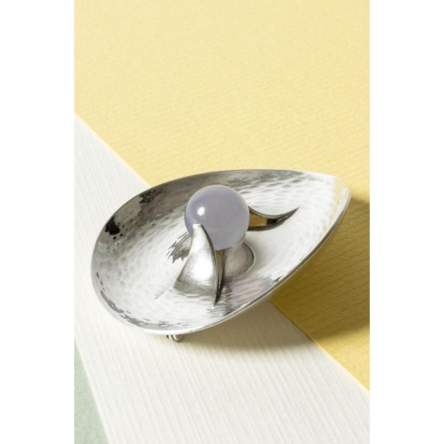 Silver and Chalcedony Brooch from Elis Kauppi, 1964 For Sale - Image 4 of 6