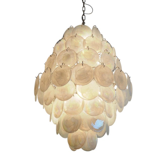 Italian Iridescent Murano Glass Disc Chandelier from Justfurnituress For Sale - Image 14 of 17
