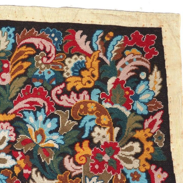 19th Century Antique French Louis XIII Floral Needlepoint Tapestry Numbered 19thC For Sale - Image 5 of 7